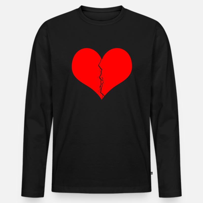 Gebrochenes Herz - Männer Premium Bio Langarmshirt - Schwarz