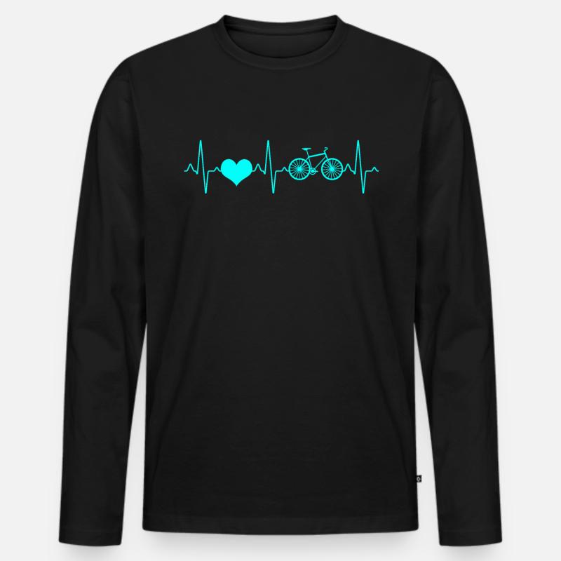 Fahrrad Herzschlag - Männer Premium Bio Langarmshirt - Schwarz