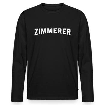 Zimmerer - Männer Premium Bio Langarmshirt - Schwarz - Vorne - Nico (187cm)