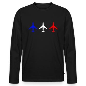 Airplane Airplanes - Men's Premium Organic Long Sleeve Shirt - black - Front - Nico (187cm)