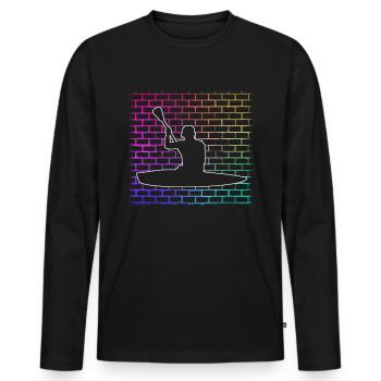Canoë Mur Vintage - T-shirt manches longues Premium bio Homme - noir - Devant - Nico (187cm)