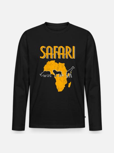 Afrika Safari - Männer Premium Bio Langarmshirt - Schwarz