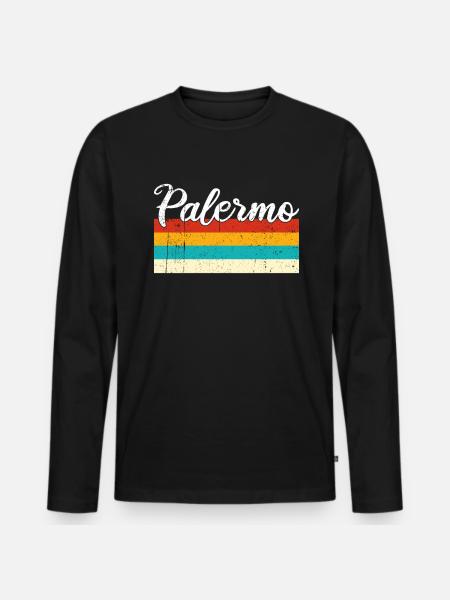 Palermo Retro Vintage - Männer Premium Bio Langarmshirt - Schwarz