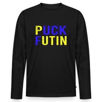 Ukraine Solidarity against the war - Men's Premium Organic Long Sleeve Shirt - black - Front - Nico (187cm)