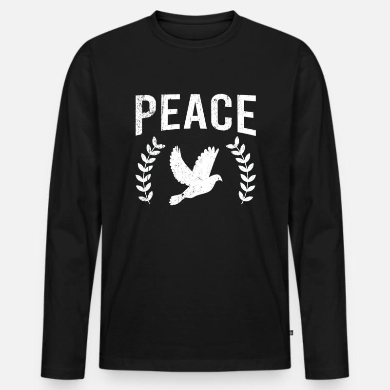Friedenstaube Frieden Peace - Männer Premium Bio Langarmshirt - Schwarz