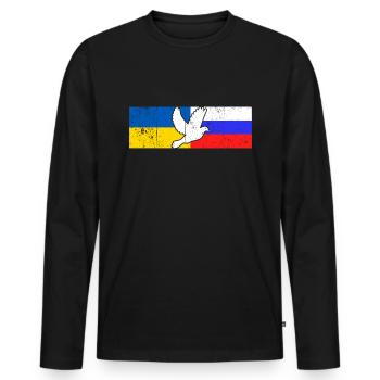 Ukraine Russia Conflict Dove of Peace - Men's Premium Organic Long Sleeve Shirt - black - Front - Nico (187cm)