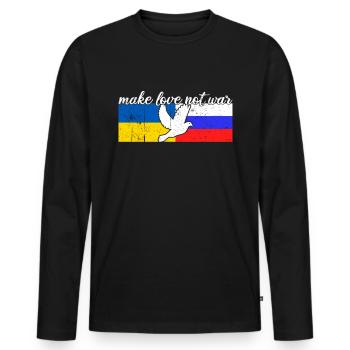 Ukraine Russia Conflict Dove of Peace - Men's Premium Organic Long Sleeve Shirt - black - Front - Nico (187cm)