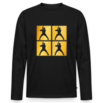 Logo doré du baseball - T-shirt manches longues Premium bio Homme - noir - Devant - Nico (187cm)