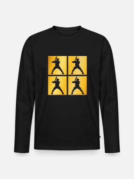 Logo doré du baseball - T-shirt manches longues Premium bio Homme - noir