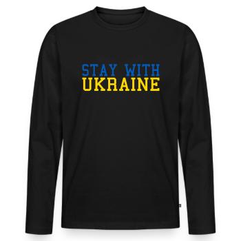 Ukraine Solidarity - Men's Premium Organic Long Sleeve Shirt - black - Front - Nico (187cm)