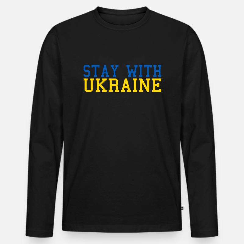 Ukraine Solidarität - Männer Premium Bio Langarmshirt - Schwarz