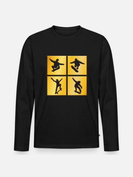 Skating Skating golden logo - Men's Premium Organic Long Sleeve Shirt - black