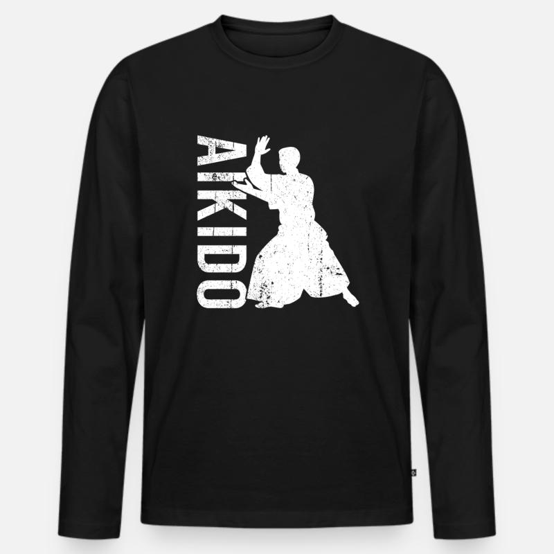 Aikido - Männer Premium Bio Langarmshirt - Schwarz