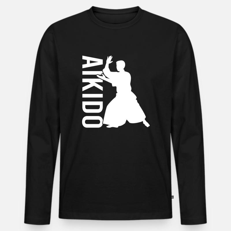 Aikido - Männer Premium Bio Langarmshirt - Schwarz