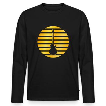 E guitar golden logo - Men's Premium Organic Long Sleeve Shirt - black - Front - Nico (187cm)