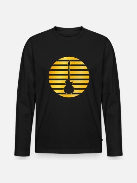 E guitar golden logo - Men's Premium Organic Long Sleeve Shirt - black