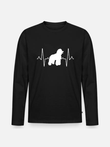 Pudel Herzschlag - Männer Premium Bio Langarmshirt - Schwarz
