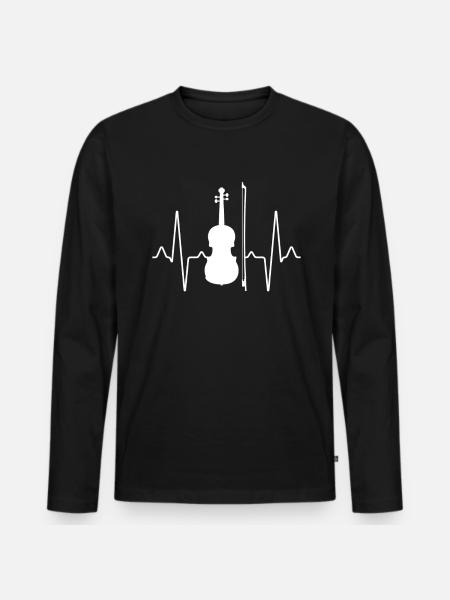 Violin Violin Heartbeat - Men's Premium Organic Long Sleeve Shirt - black