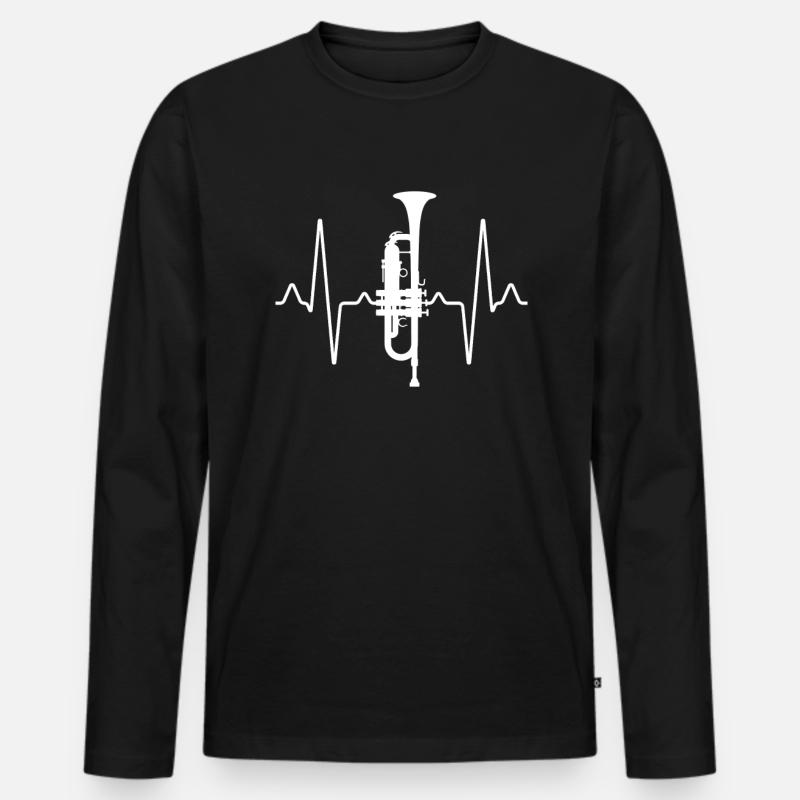 Trompete Herzschlag - Männer Premium Bio Langarmshirt - Schwarz