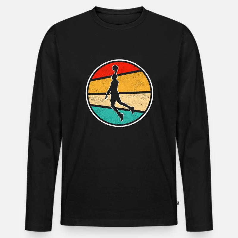 Basketball Retro Logo - Männer Premium Bio Langarmshirt - Schwarz