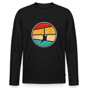 E Guitar Retro - Men's Premium Organic Long Sleeve Shirt - black - Front - Nico (187cm)