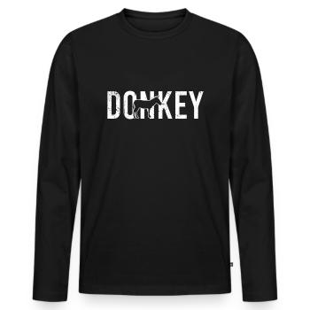 Âne âne - T-shirt manches longues Premium bio Homme - noir - Devant - Nico (187cm)