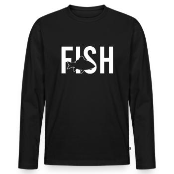 Poisson poisson - T-shirt manches longues Premium bio Homme - noir - Devant - Nico (187cm)