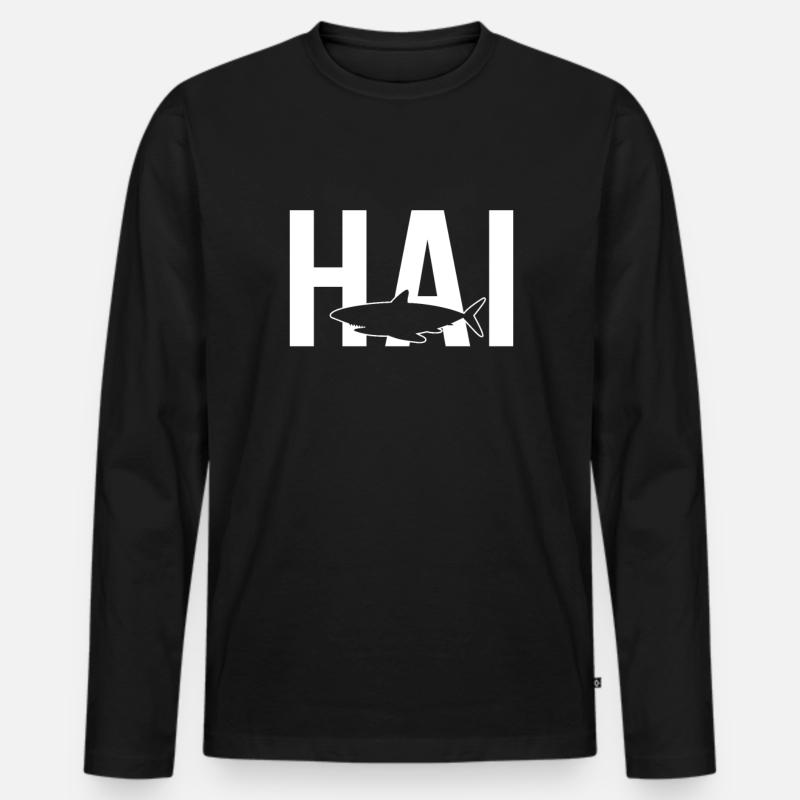 Hai - Männer Premium Bio Langarmshirt - Schwarz