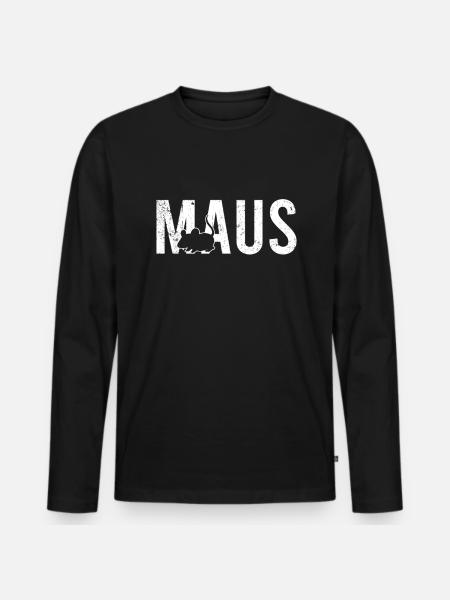 Maus - Männer Premium Bio Langarmshirt - Schwarz
