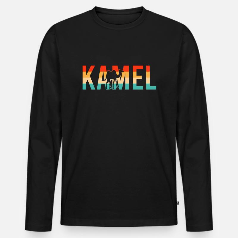 Kamel Retro - Männer Premium Bio Langarmshirt - Schwarz