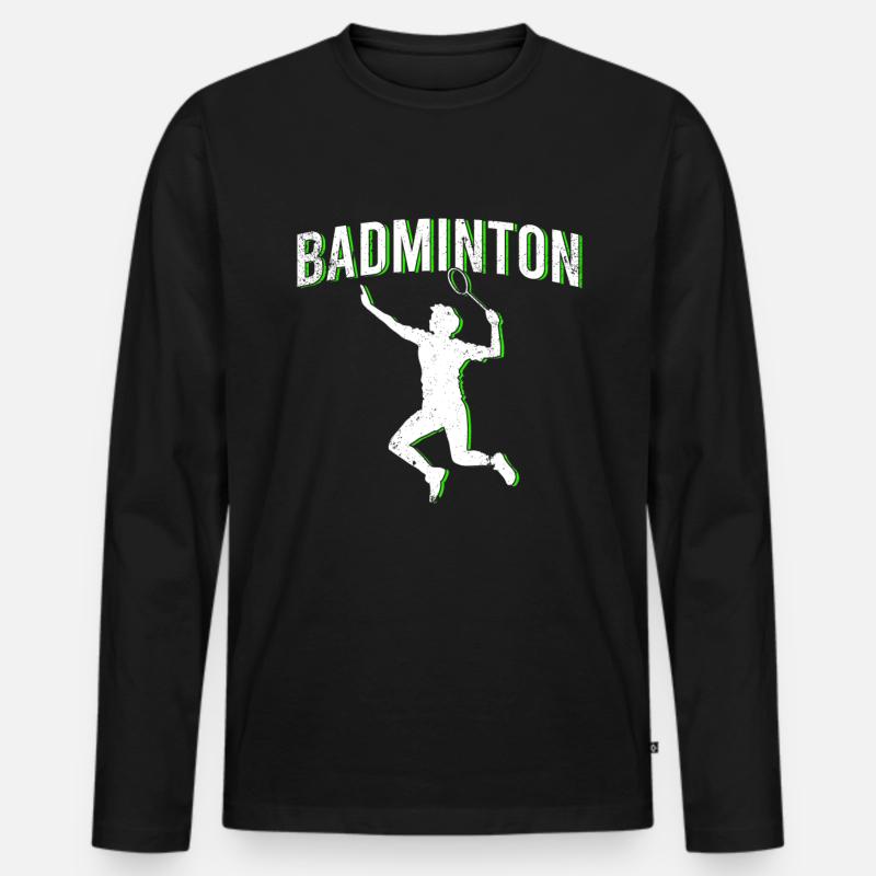 Badminton - Männer Premium Bio Langarmshirt - Schwarz
