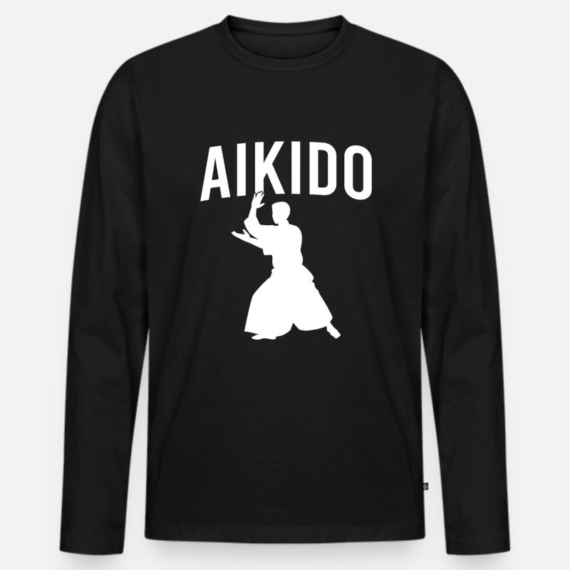 Aikido - Männer Premium Bio Langarmshirt - Schwarz