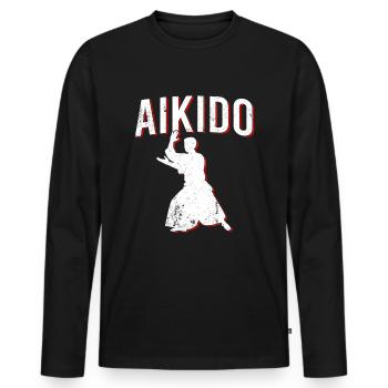 Aikido - Men's Premium Organic Long Sleeve Shirt - black - Front - Nico (187cm)