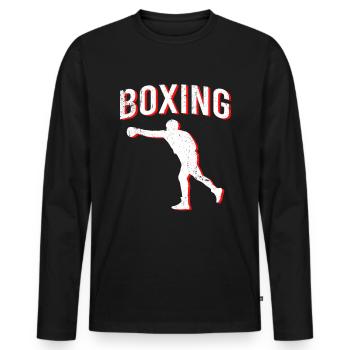 Boxe boxe - T-shirt manches longues Premium bio Homme - noir - Devant - Nico (187cm)