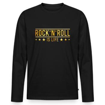 Rock n Roll - Men's Premium Organic Long Sleeve Shirt - black - Front - Nico (187cm)