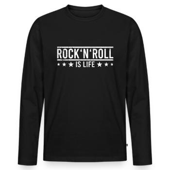 Rock n Roll - Men's Premium Organic Long Sleeve Shirt - black - Front - Nico (187cm)