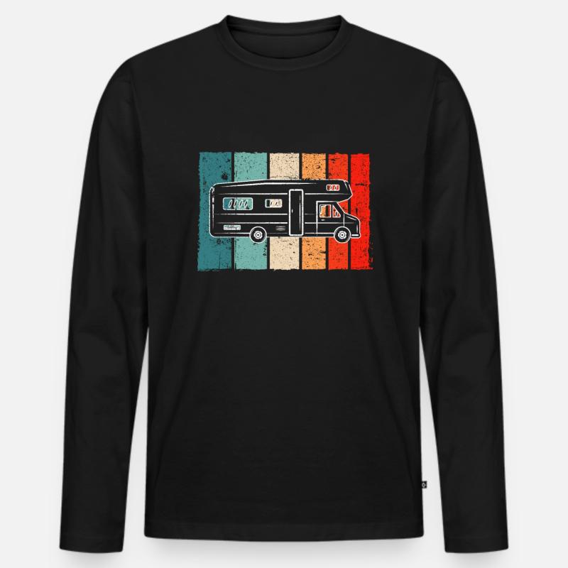 Wohnmobil Retro - Männer Premium Bio Langarmshirt - Schwarz