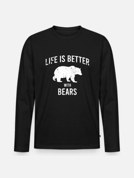 Bär Spruch - Männer Premium Bio Langarmshirt - Schwarz