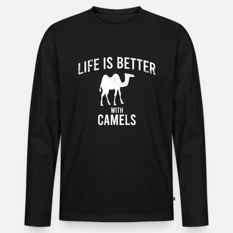 Camel Kamel Spruch - Männer Premium Bio Langarmshirt - Schwarz
