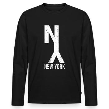New York - Männer Premium Bio Langarmshirt - Schwarz - Vorne - Nico (187cm)