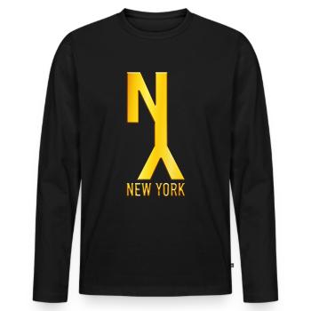 New York - Männer Premium Bio Langarmshirt - Schwarz - Vorne - Nico (187cm)
