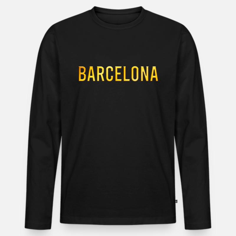 Barcelona - Männer Premium Bio Langarmshirt - Schwarz