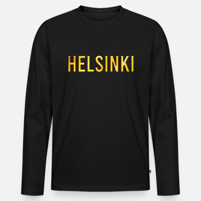Helsinki - Männer Premium Bio Langarmshirt - Schwarz