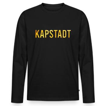 Cape Town - Men's Premium Organic Long Sleeve Shirt - black - Front - Nico (187cm)