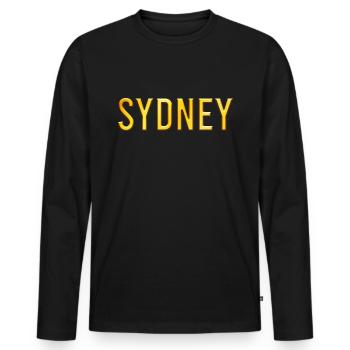 Sydney - Men's Premium Organic Long Sleeve Shirt - black - Front - Nico (187cm)