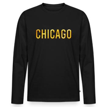 Chicago - Men's Premium Organic Long Sleeve Shirt - black - Front - Nico (187cm)