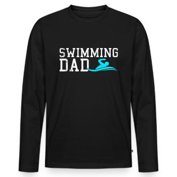swimming dad - Men's Premium Organic Long Sleeve Shirt - black - Front - Nico (187cm)