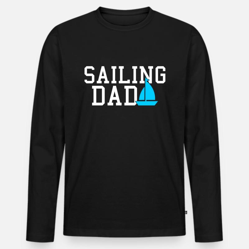 sailing dad - Männer Premium Bio Langarmshirt - Schwarz