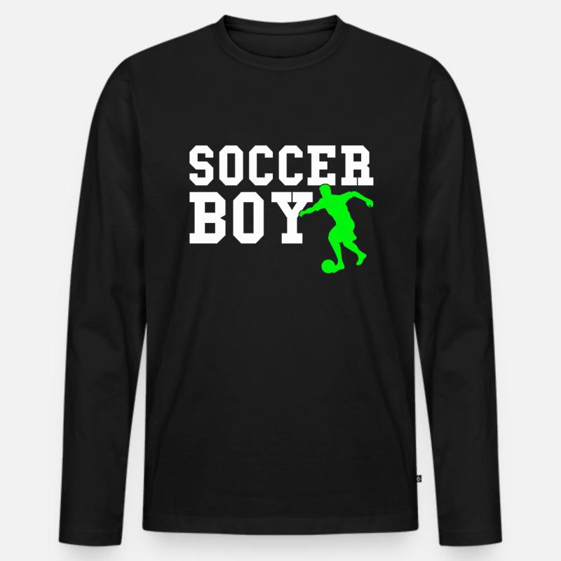 soccer boy - Männer Premium Bio Langarmshirt - Schwarz