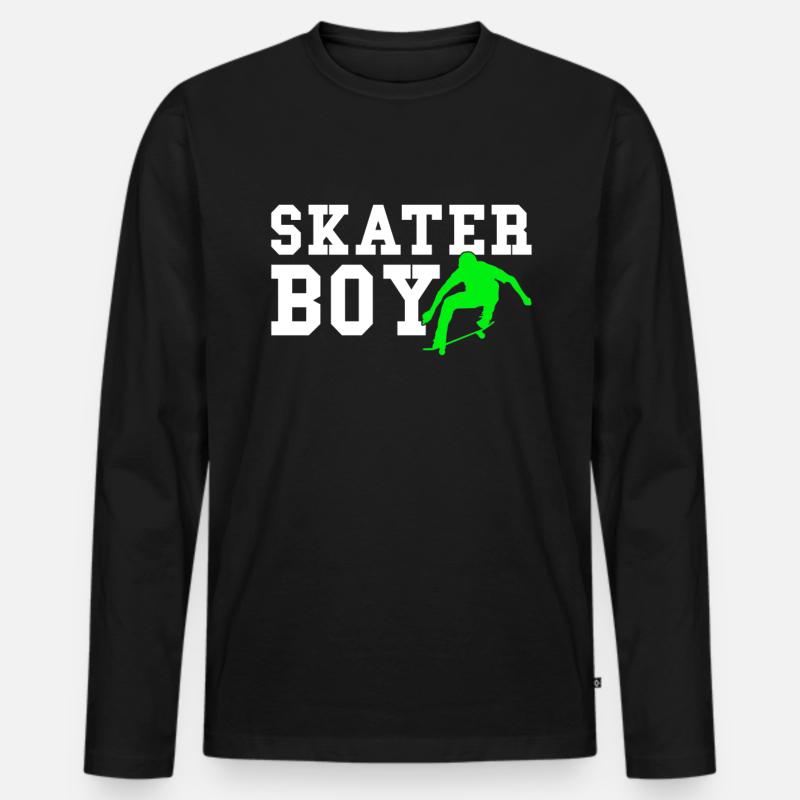 skater boy - Männer Premium Bio Langarmshirt - Schwarz